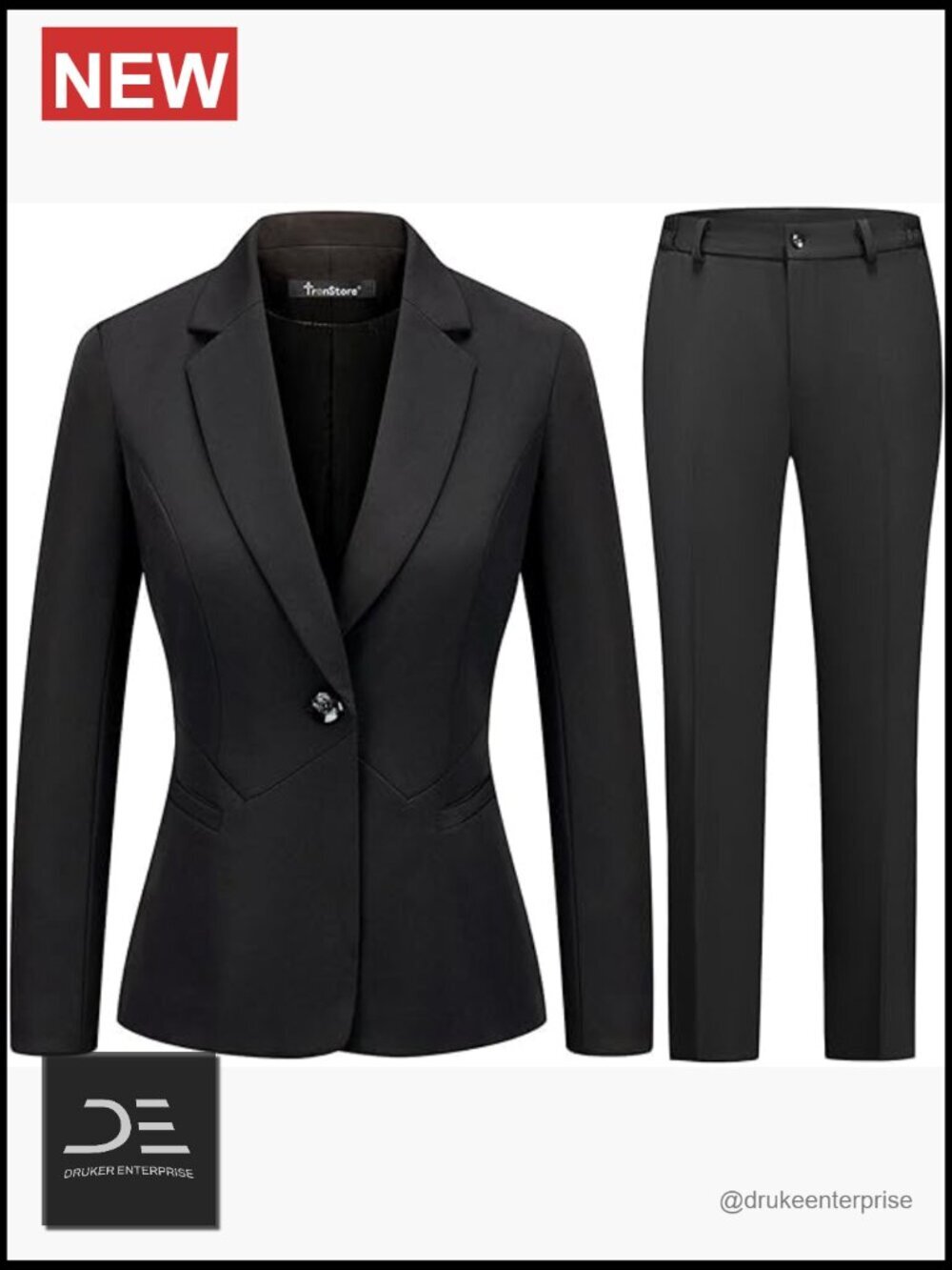 Slim Fit 2 Piece Pantsuit for Work Business Professional